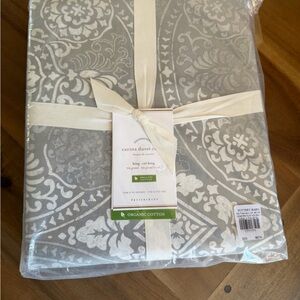 Pottery Barn Cairns Organic King/Cal King Duvet Cover and 3 Euro Shams Set